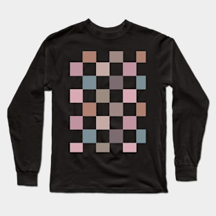 Romantic Pink Beige Checkerboard Pattern Long Sleeve T-Shirt